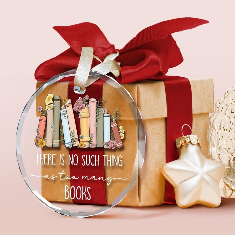 TEEBIM Book Lovers Ornament - Books Ornaments for Christmas Tree - Books Club, Bookworms, Reader Tree Ornaments - Book Lover Gifts, Reading Librarian Gifts - Glass Ornament 2025 - Image 3